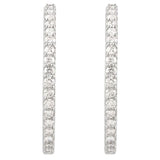 14K White Gold 3 CTW Natural Diamond Inside-Outside 34.5 mm Hinged Hoop Earrings