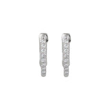 Sterling Silver Imitation White Cubic Zirconia Inside-Outside 14.5 mm Hinged Hoop Earrings