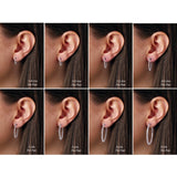 Sterling Silver Imitation White Cubic Zirconia Inside-Outside 14.5 mm Hinged Hoop Earrings