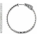Platinum 5 CTW Natural Diamond Inside-Outside 41.5 mm Hinged Hoop Earrings