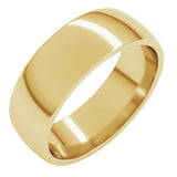 14K Yellow Gold 6.5 mm Lightweight Comfort-Fit Half Round Band Size 9.5