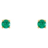 14K Yellow Gold Imitation Emerald Youth Earrings