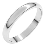 Platinum 3 mm Half Round Band Size 7