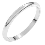18K White Gold 2 mm Half Round Band Size 5.5