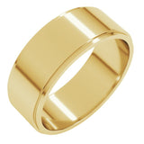 14K Yellow Gold 7 mm Stepped-Edge Flat Band Size 8