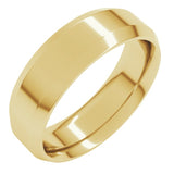 14K Yellow Gold 6 mm Beveled-Edge Comfort-Fit Flat Band Size 7.5