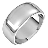 14K White Gold 8 mm Half Round Band Size 13.5