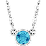 Rhodium-Plated Sterling Silver Imitation Blue Zircon Solitaire 16