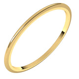 14K Yellow Gold 1 mm Half Round Band Size 10