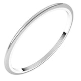Platinum 1 mm Half Round Band Size 5.5