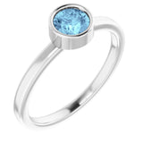 14K White Gold 5 mm Natural Aquamarine Ring