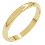 18K Yellow Gold 2.5 mm Half Round Band Size 10.5