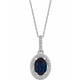 Sterling Silver Lab-Grown Alexandrite & .01 CTW Natural Diamond 18" Necklace
