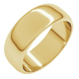 14K Yellow Gold 7 mm Half Round Band Size 11.5