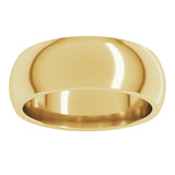 10K Yellow Gold 7 mm Comfort-Fit Half Round Band Size 7.5