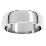 10K White Gold 6 mm Lightweight Half Round Band Size 9