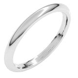 10K White Gold 2 mm Comfort-Fit Half Round Band Size 7.5