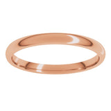 14K Rose Gold 2 mm Lightweight Comfort-Fit Half Round Band Size 2