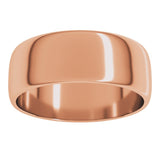 14K Rose Gold 7 mm Lightweight Half Round Band Size 11.5