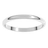 Sterling Silver 2 mm Lightweight Half Round Band Size 9