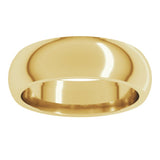 14K Yellow Gold 6 mm Comfort-Fit Half Round Band Size 8
