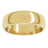 10K Yellow Gold 6 mm Half Round Band Size 12