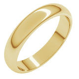 14K Yellow Gold 4 mm Half Round Band Size 13