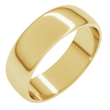 10K Yellow Gold 6 mm Lightweight Half Round Band Size 8