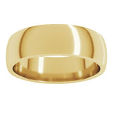 14K Yellow Gold 6 mm Lightweight Comfort-Fit Half Round Band Size 9