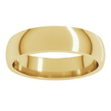 14K Yellow Gold 5 mm Lightweight Comfort-Fit Half Round Band Size 8.5