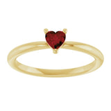 14K Yellow Gold Natural Mozambique Garnet Heart Solitaire Ring