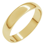 10K Yellow Gold 4 mm Lightweight Half Round Band Size 8
