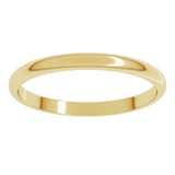 10K Yellow Gold 2 mm Lightweight Half Round Band Size 6