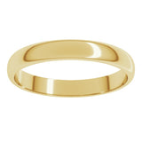 14K Yellow Gold 3 mm Lightweight Half Round Band Size 7