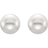Sterling Silver 4-4.5 mm Cultured White Freshwater Button Pearl Earrings