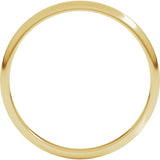 14K Yellow Gold 2 mm Lightweight Half Round Band Size 9.5