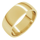 10K Yellow Gold 7 mm Lightweight Comfort-Fit Half Round Band Size 8.5