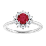 14K White Gold Lab-Grown Ruby & 1/4 CTW Lab-Grown Diamond Halo-Style Ring