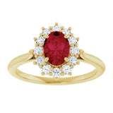 14K Yellow Gold Lab-Grown Ruby  & 1/3 CTW Lab-Grown Diamond Ring