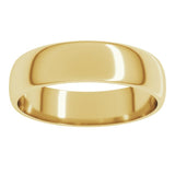 10K Yellow Gold 5 mm Lightweight Half Round Band Size 11.5