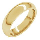 14K Yellow Gold 5 mm Comfort-Fit Half Round Band Size 12