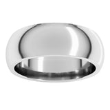 14K White Gold 7 mm Comfort-Fit Half Round Band Size 10.5