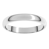 14K White Gold 3 mm Lightweight Half Round Band Size 5