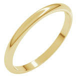 14K Yellow Gold 2 mm Half Round Band Size 10