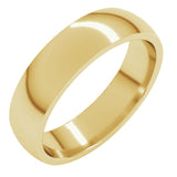 14K Yellow Gold 5 mm Lightweight Comfort-Fit Half Round Band Size 12.5