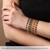 14K Yellow Gold Lab-Grown Ruby 7 1/4" Bracelet