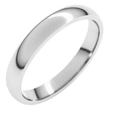 Platinum 3 mm Lightweight Comfort-Fit Half Round Band Size 8.5