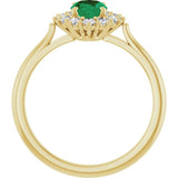 14K Yellow Gold Lab-Grown Emerald & 1/3 CTW Lab-Grown Diamond Ring