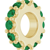 18K Yellow Gold-Plated Sterling Silver Lab-Grown Emerald Spacer Charm/Pendant