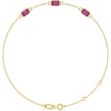 14K Yellow Gold Natural Pink Tourmaline Bezel-Set 3-Stone 7 1/2" Bracelet